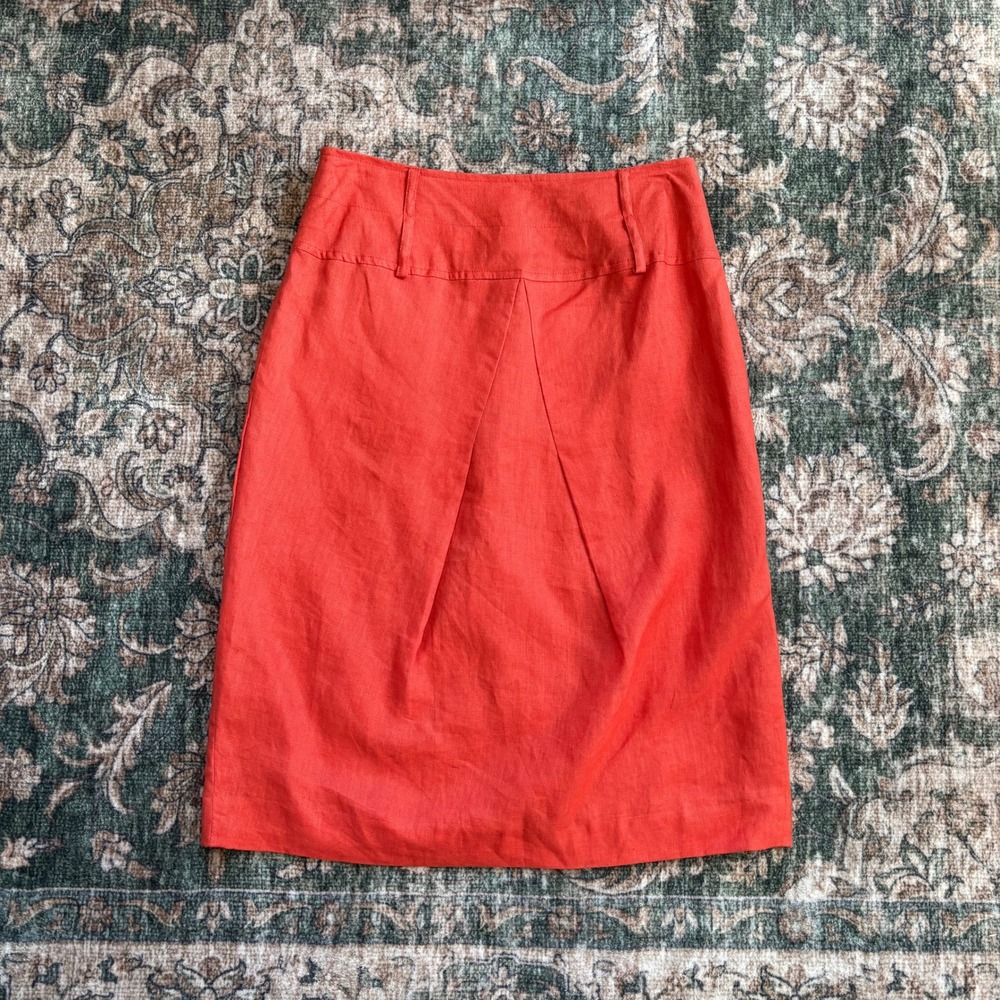 Vintage Linea Domani Pencil Skirt Size 2 Linen Y2K Colorful Office Siren Work